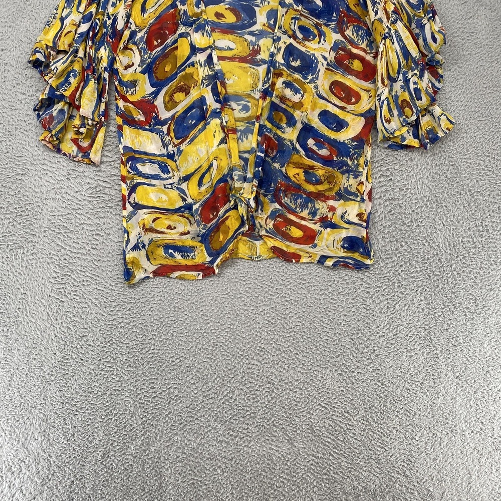 Shana Kimono Top Womens L/XL Wearable Art Ruffle‎ Sleeve Resort Summer Cruise - Picture 3 of 13